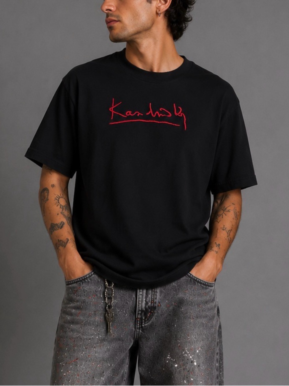 REBEL VENGEANCE • Black/Red Kandinsky Unisex Short Sleeve Graphic Tee, S